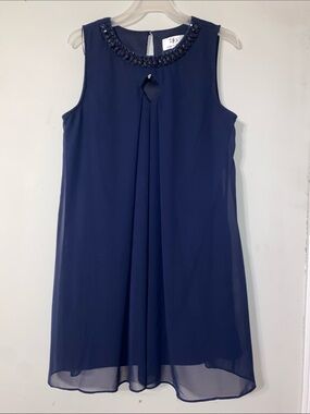 SD Collection Navy Beaded Neck Sleeveless Mini Dress